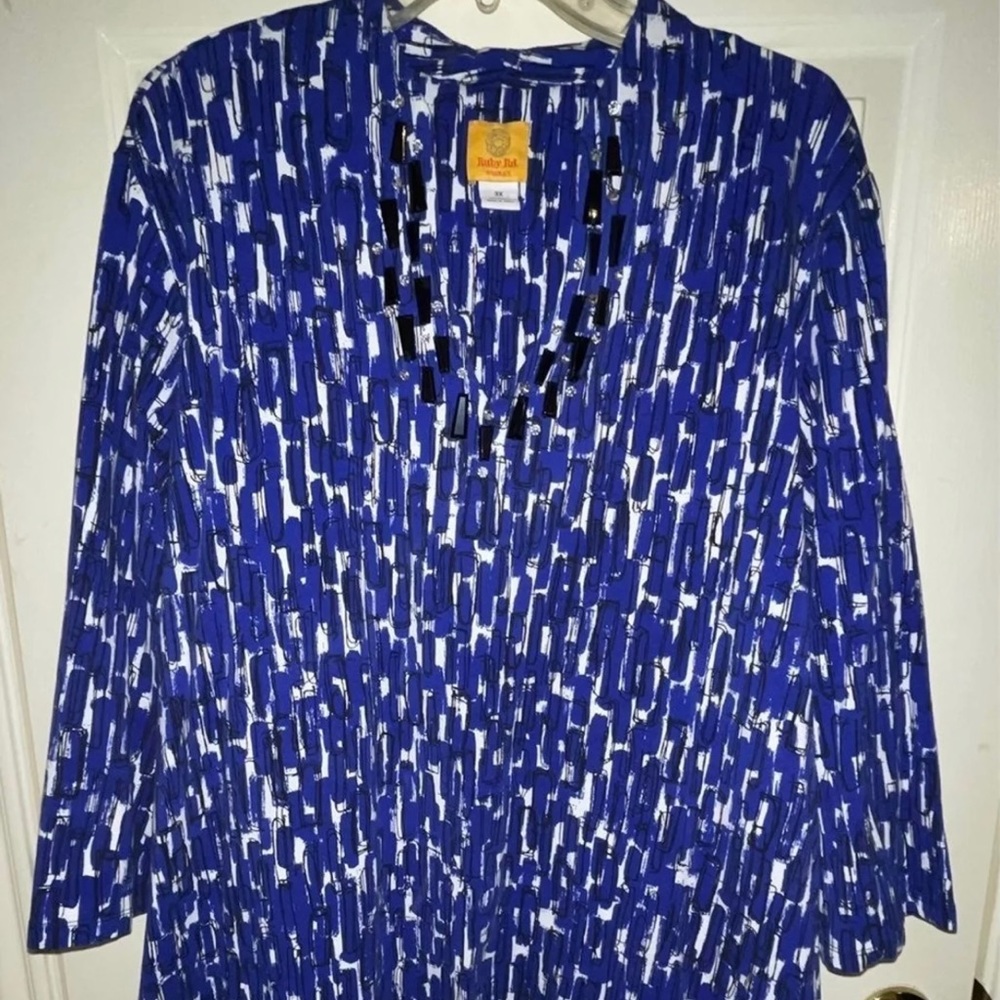 Ruby Rd. Black & Blue Jeweled Top Blouse 3x